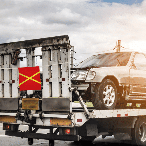 ผ้าแดงติดแถบสะท้อนแสงสำหรับติดท้ายรถ