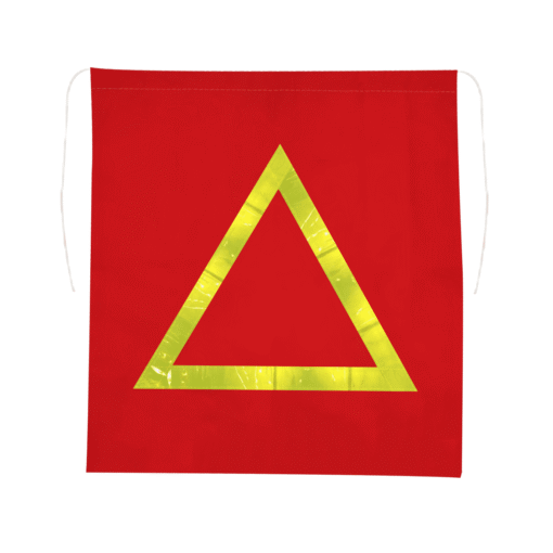 ผ้าแดงติดแถบสะท้อนแสงชนิดสามเหลี่ยม