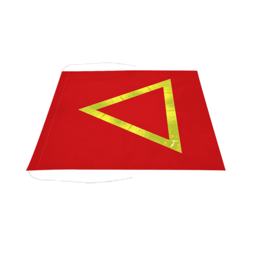 ผ้าแดงติดแถบสะท้อนแสงชนิดสามเหลี่ยม