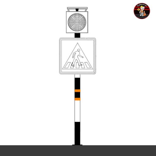 ป้ายคนข้ามถนนพร้อมไฟกระพริบโซล่าเซลล์