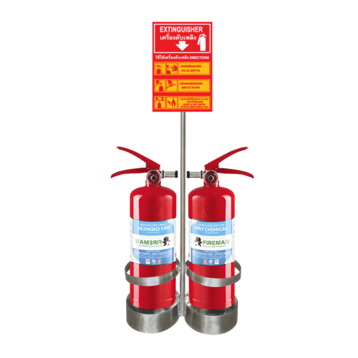ป้ายสแตนเลสถังดับเพลิง ชนิดวางถังคู่