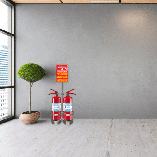 ป้ายสแตนเลสถังดับเพลิง ชนิดวางถังคู่