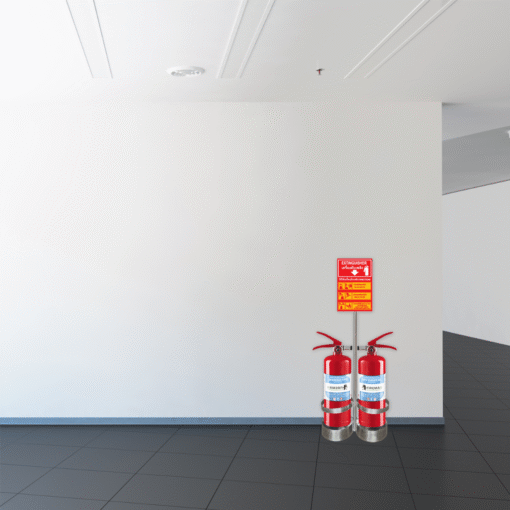 ป้ายสแตนเลสถังดับเพลิง ชนิดวางถังคู่