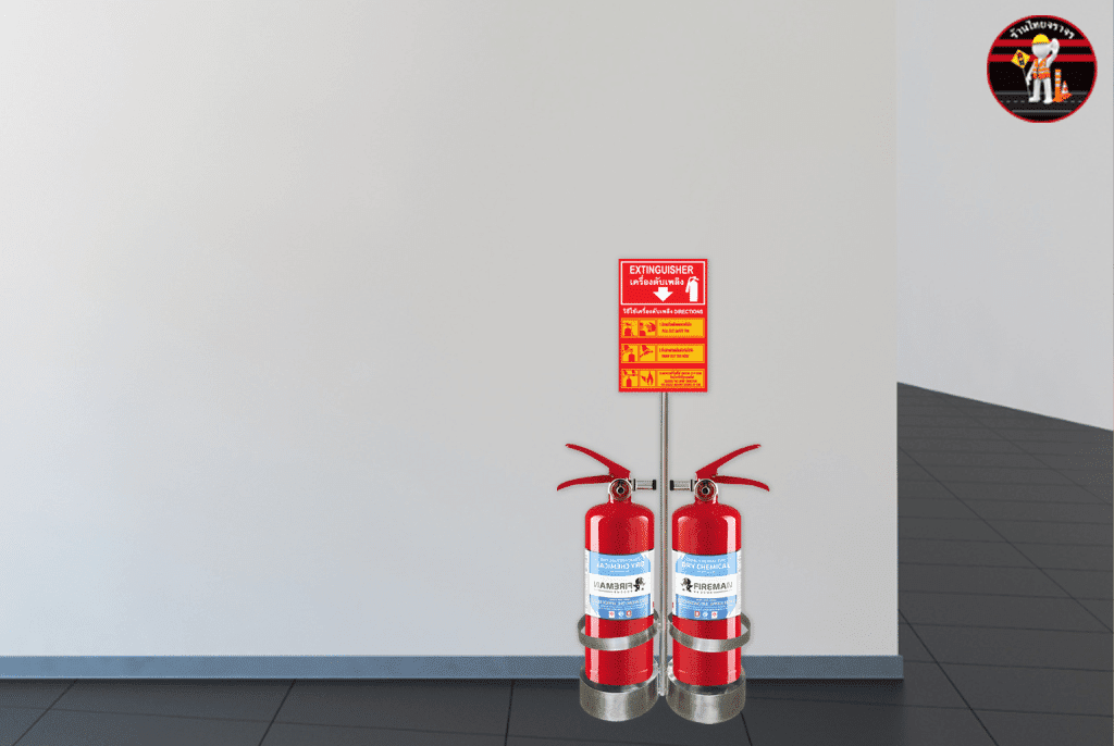 ป้ายสแตนเลสถังดับเพลิง ชนิดวางถังคู่