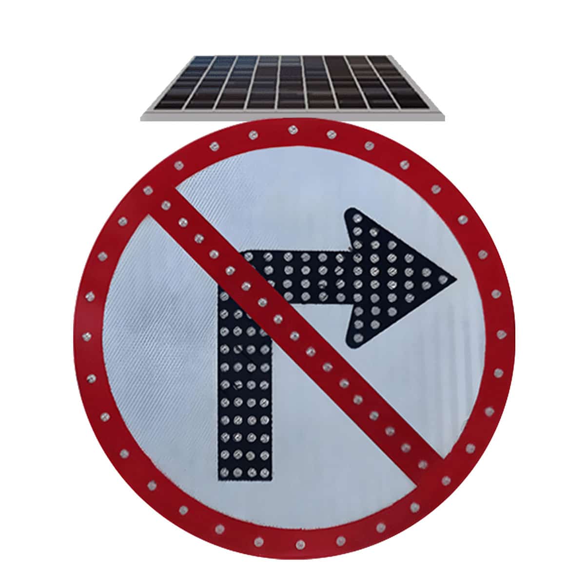 ป้ายไฟกระพริบโซล่าเซลล์ ห้ามเลี้ยวขวา