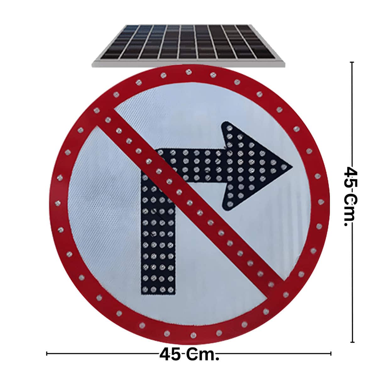 ป้ายไฟกระพริบโซล่าเซลล์ ห้ามเลี้ยวขวา