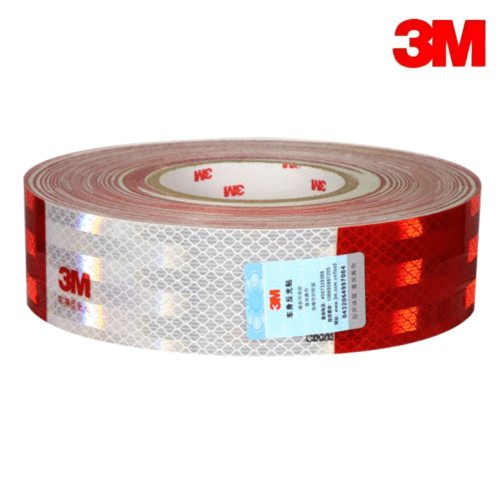 เทปสะท้อนแสง 3M สีขาว-แดง มาตรฐานกรมขนส่งทางบก หนา 53 มิล. ยาว 50 หลา (45.72 เมตร)