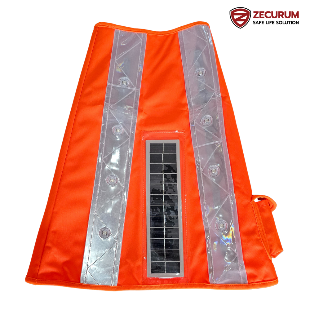 ไฟสวมกรวยจราจร LED solar cell พร้อมแถบสะท้อนแสง - Image 2