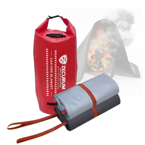 ผ้าดับไฟคลุมรถมอเตอร์ไซค์ วัสดุ silica และ fiberglass ขนาด 2.8 x 4 เมตร มาตรฐานยุโรป EN13501-1