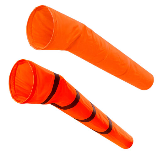 ถุงลมบอกทิศทางสีส้มแบบห่วงเจาะตาไก่ ผ้า oxford 210D เส้นผ่านศูนย์กลางปากถุงลม 45 ซม เส้นผ่านศูนย์กลางปลายถุงลม 25 ซม. ยี่ห้อ ZECURUM