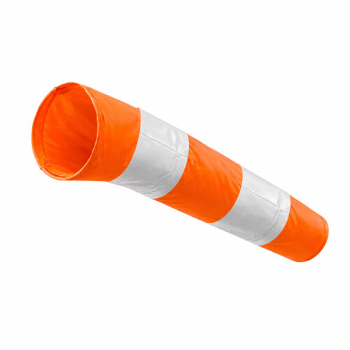 ถุงลมบอกทิศทางสีส้มสลับขาวแบบห่วงเจาะตาไก่ ผ้า oxford 210D เส้นผ่านศูนย์กลาง (Air inlet) 45 ซม Outlet dia 25 ซม. ยี่ห้อ ZECURUM