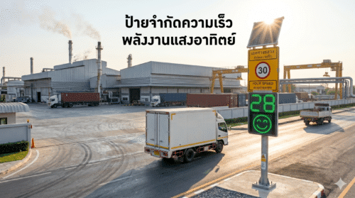 ป้ายจำกัดความเร็ว พลังงานแสงอาทิตย์ ขนาด 60×75 ซม. พร้อมจอแสดงผล LED 2 สี 82×45 ซม. - Image 3