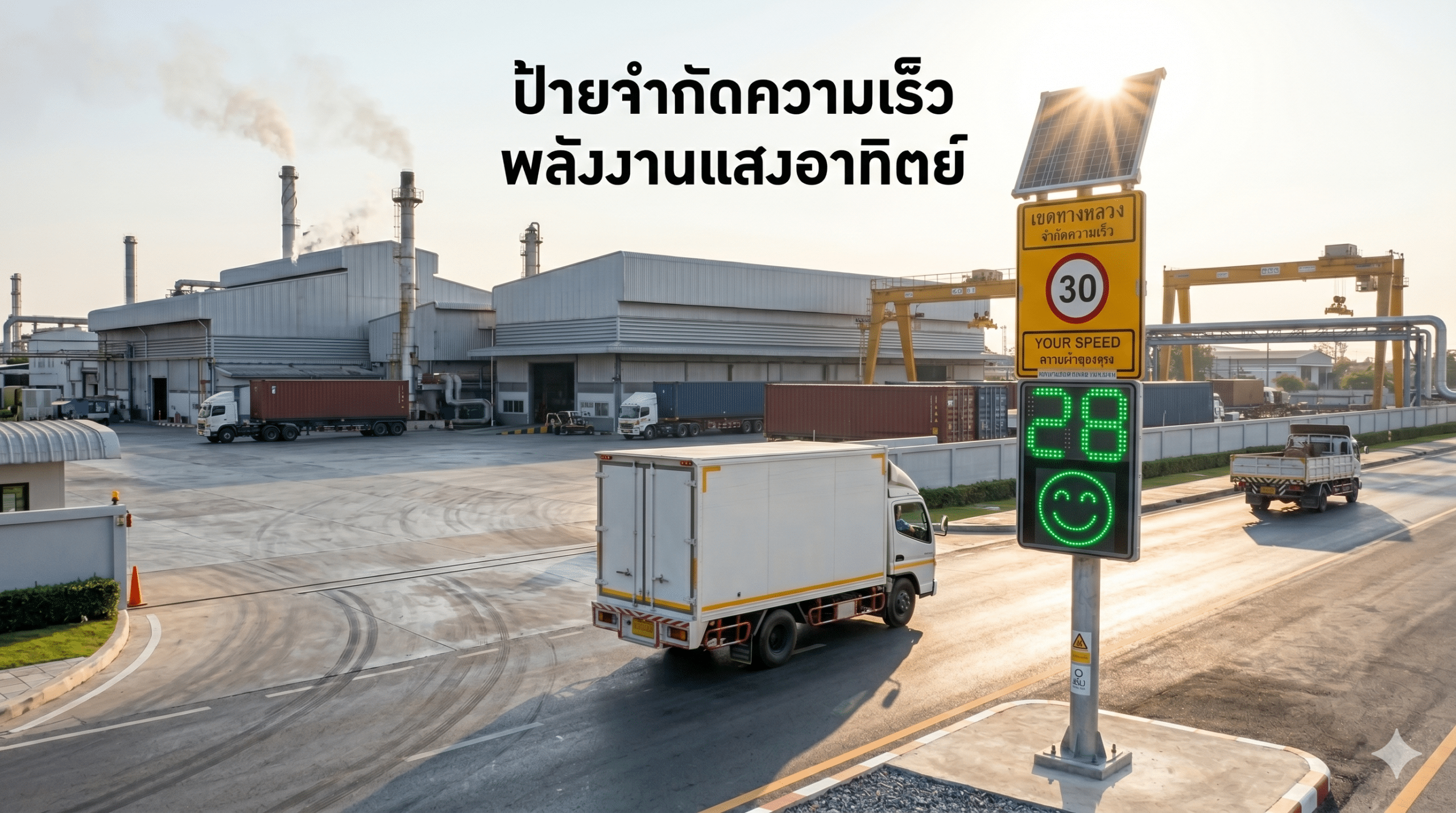 ป้ายจำกัดความเร็ว พลังงานแสงอาทิตย์ ขนาด 60×75 ซม. พร้อมจอแสดงผล LED 2 สี 82×45 ซม. - Image 3