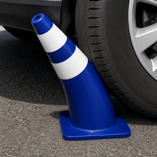 กรวยจราจร PVC โค้งงอเมื่อรถทับแล้วคืนรูป ไม่แตกหัก