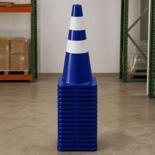 กรวยจราจร PVC ซ้อนเก็บได้ 50 ใบต่อตั้ง ประหยัดพื้นที่