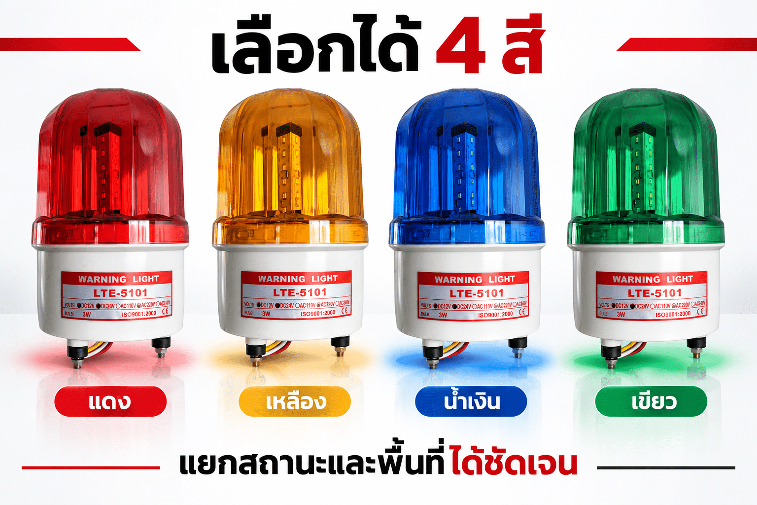 ไฟหมุน LED 4-7 นิ้ว ปรับได้ 3 สเต็ป (ไฟค้าง/ไฟกระพริบ/ไฟหมุน) รุ่นมีเสียง-ไม่มีเสียง - Image 8